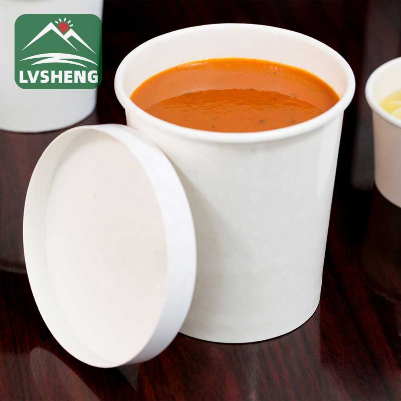Tazza di zuppa di carta kraft bianca
